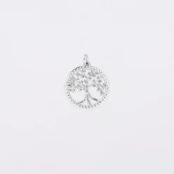 Breloque arbre de vie contour torsadé argent 16 mm