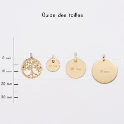 Breloque arbre de vie contour torsadé plaqué or 16 mm