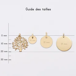 Breloque arbre de vie plaqué or 20 mm