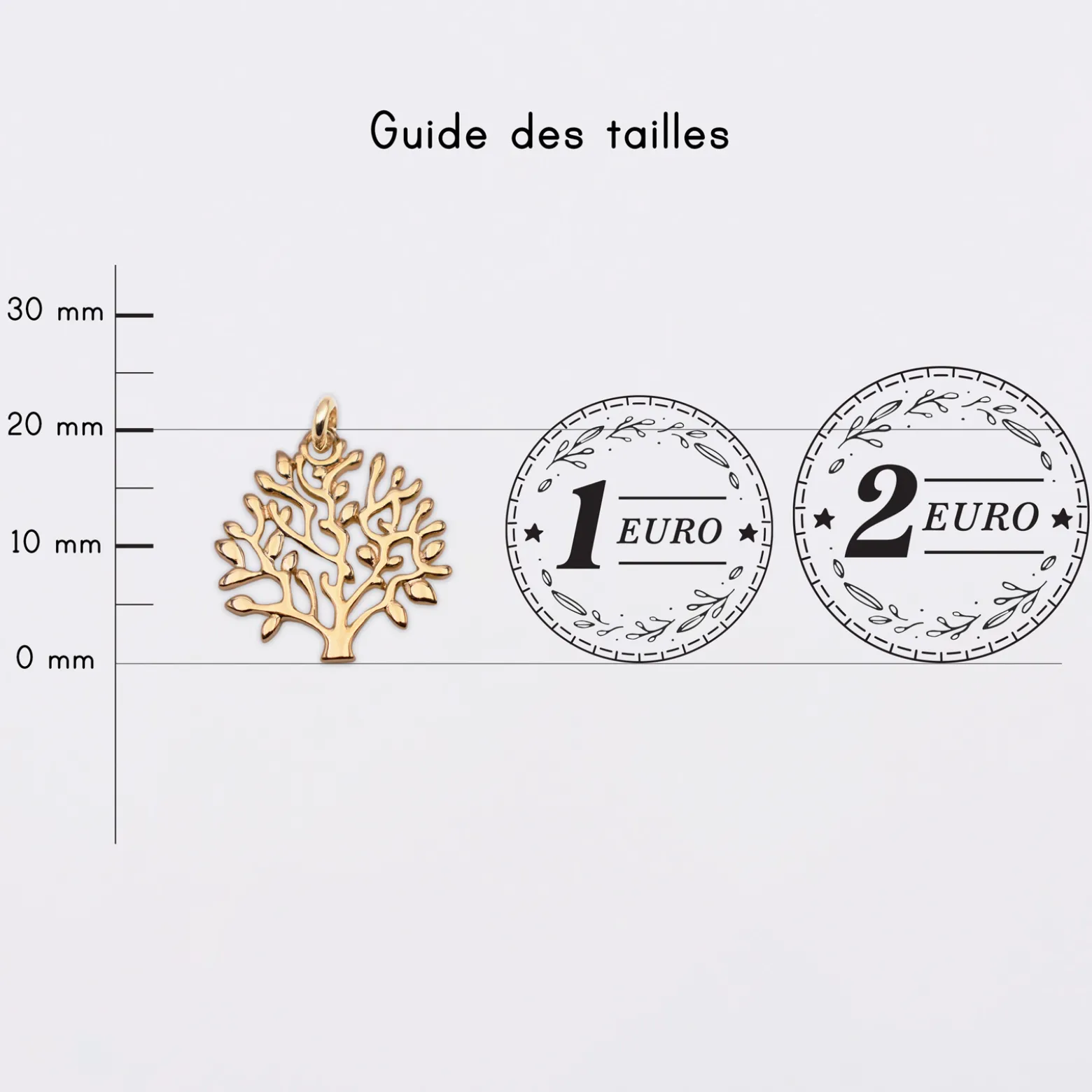 Breloque arbre de vie plaqué or 20 mm