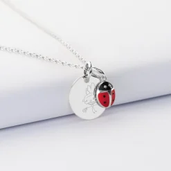 Breloque coccinelle email et argent 8 mm