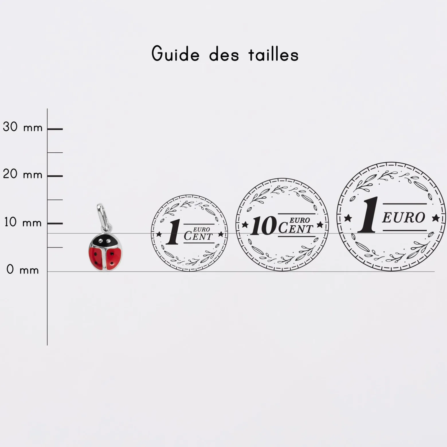 Breloque coccinelle email et argent 8 mm