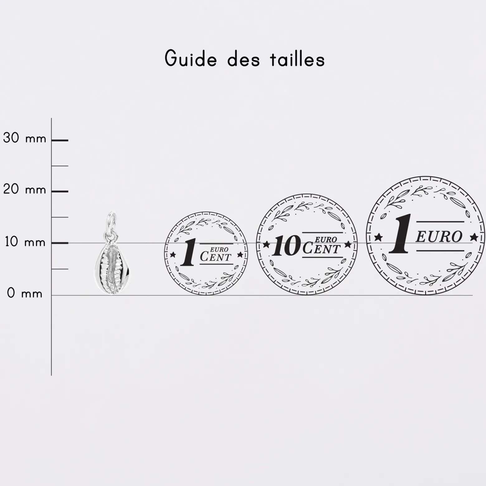 Breloque coquillage cauri argent 10 mm