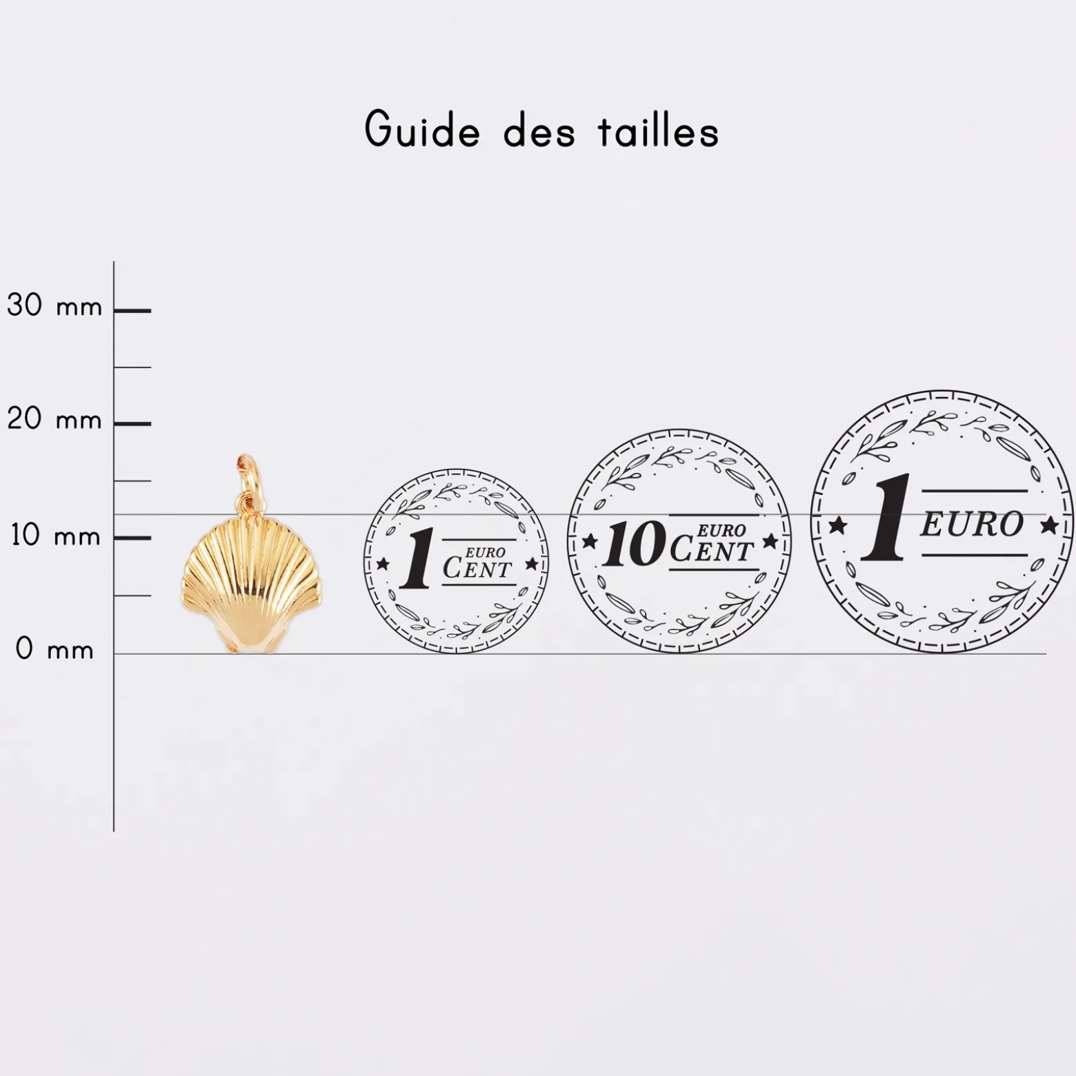 Breloque coquillage coque plaqué or 13 mm