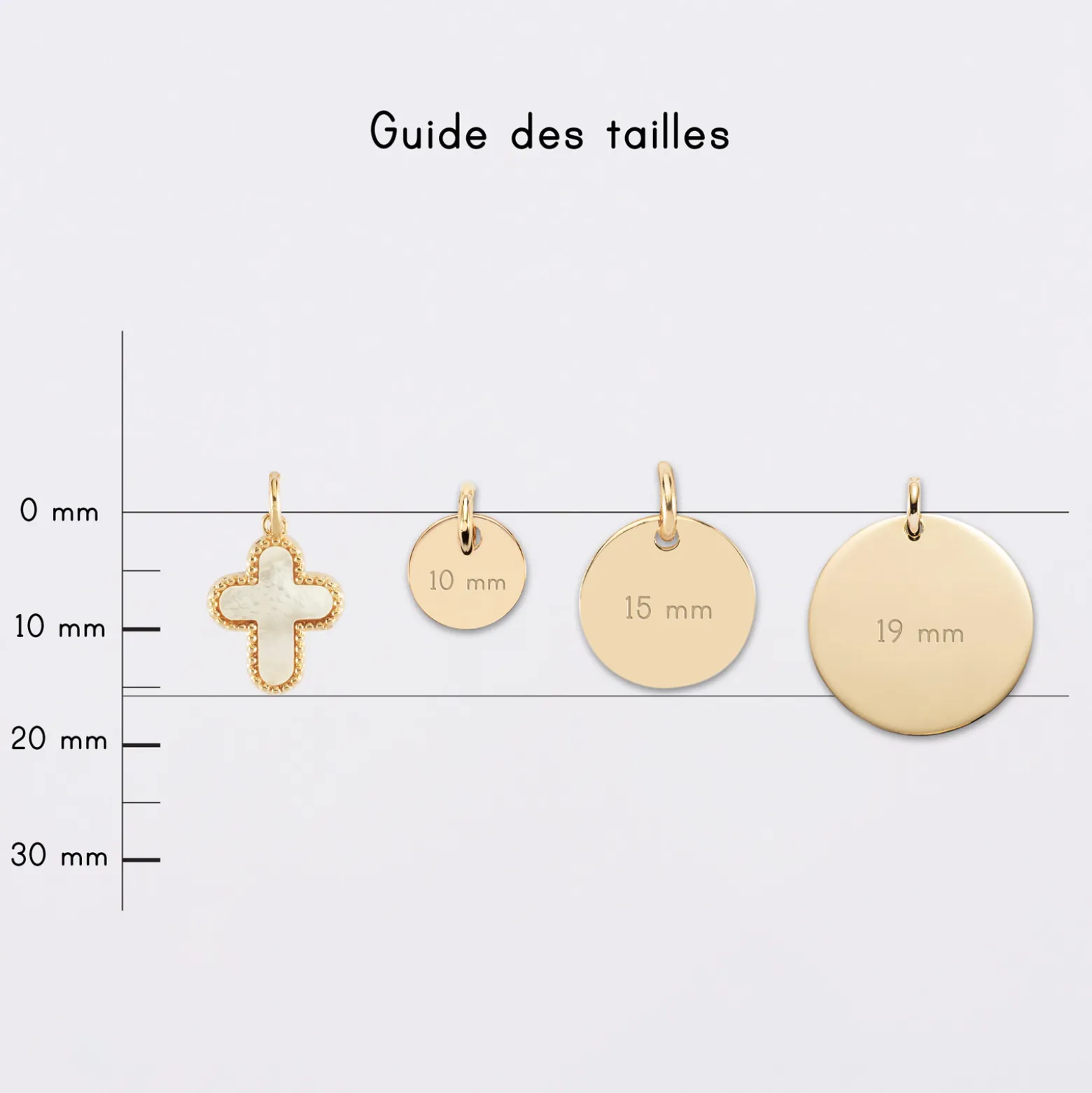 Breloque croix nacre plaqué or 16 mm