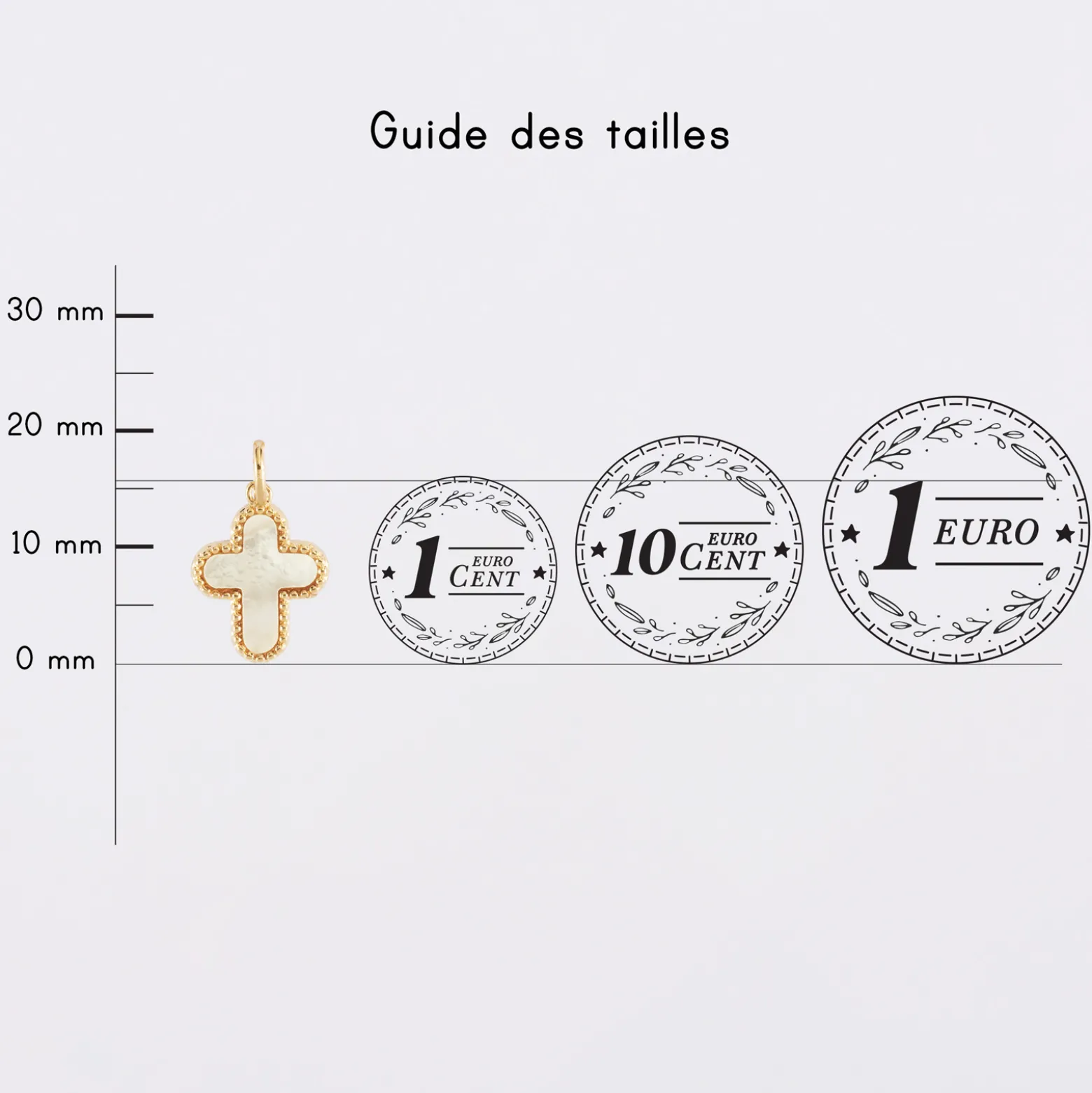 Breloque croix nacre plaqué or 16 mm