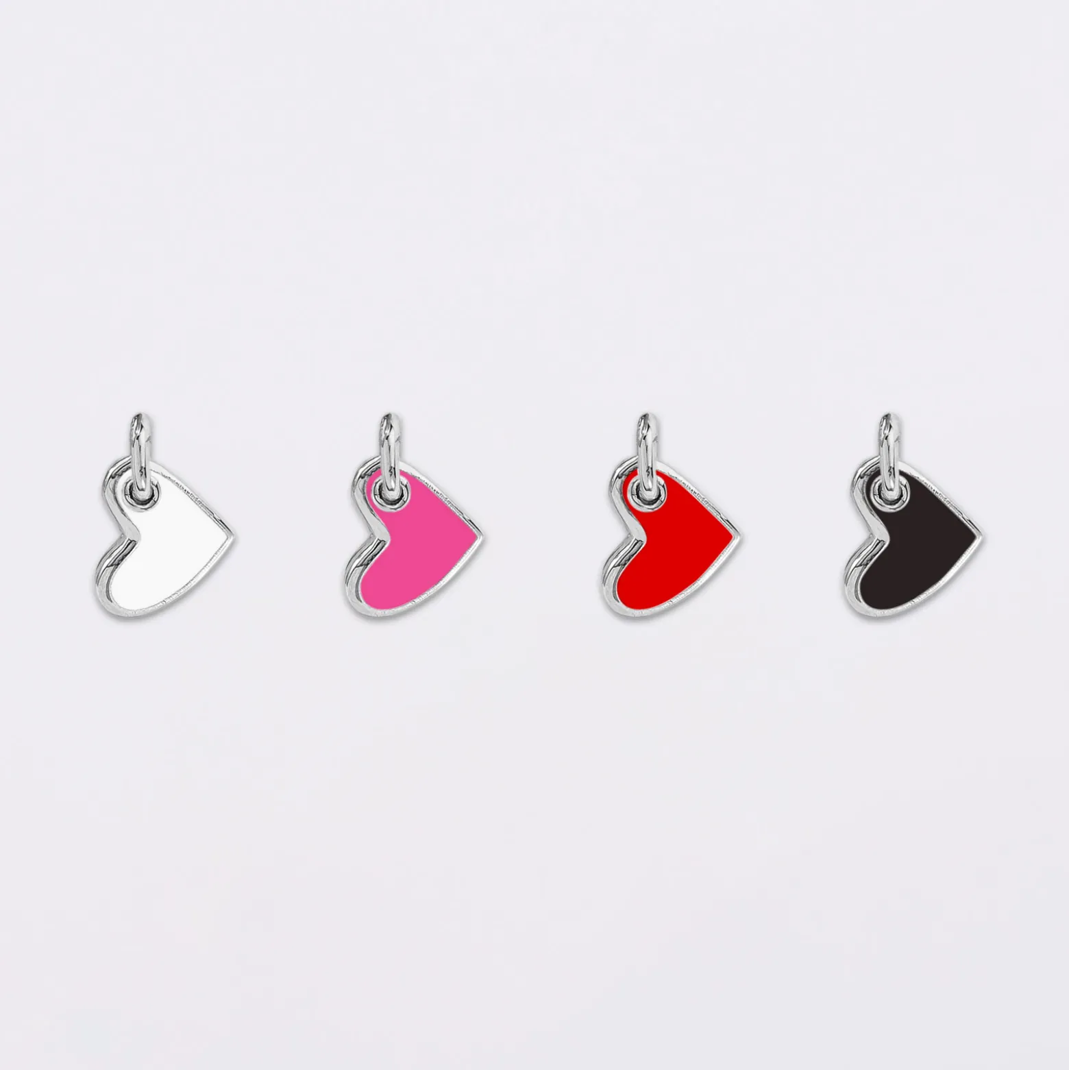 Breloque cœur email et argent 10 mm
