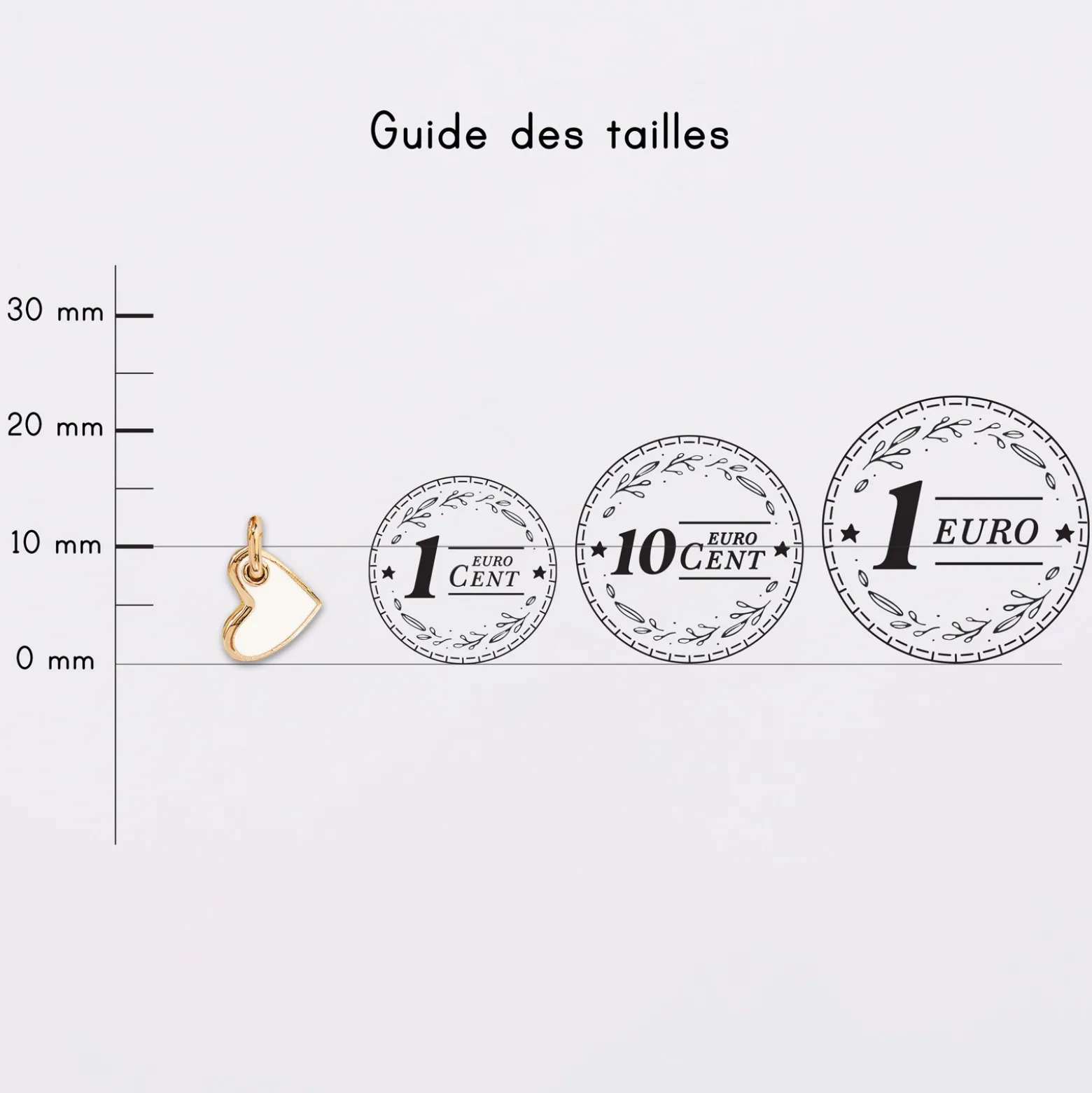 Breloque cœur email et plaqué or 10 mm