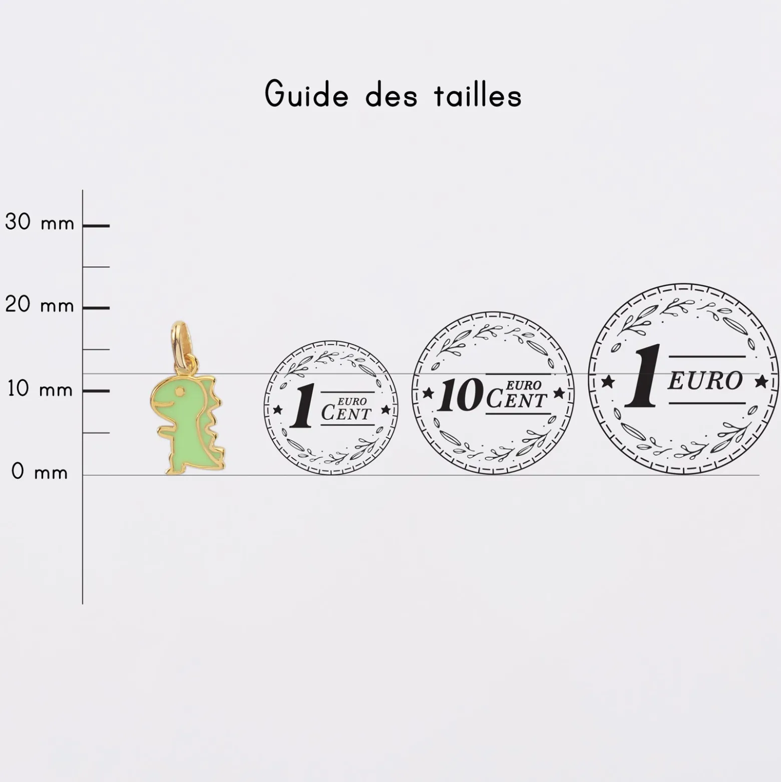 Breloque dinosaure email et plaqué or 12 mm