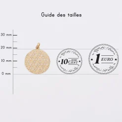 Breloque fleur de vie plaqué or 19 mm