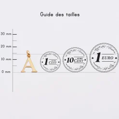 Breloque lettre initiale plaqué or 14 mm