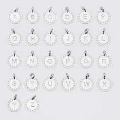 Breloque lettre initiale dentelle argent 14 mm