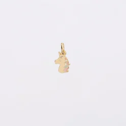 Breloque licorne email et plaqué or 12 mm