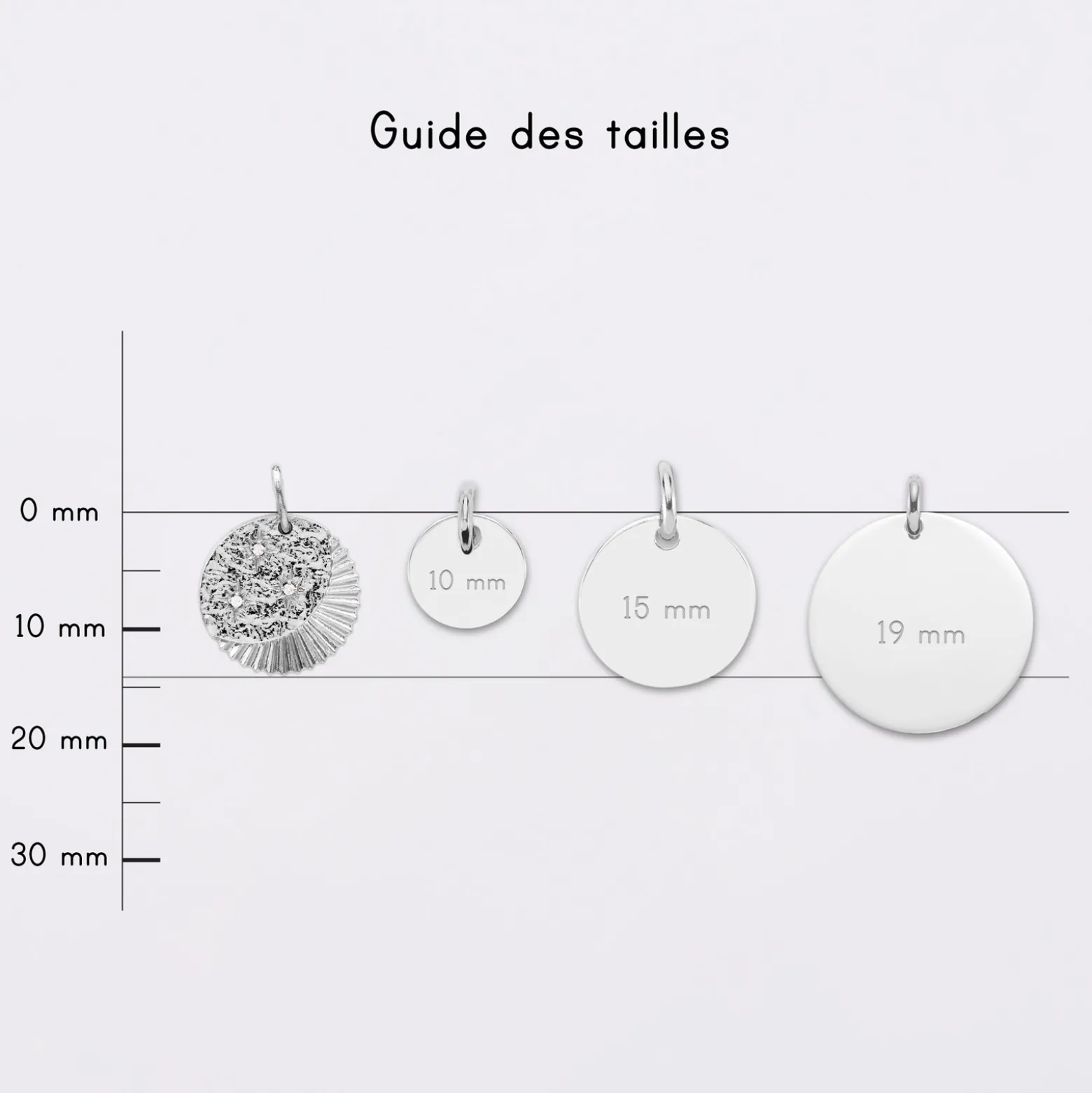 Breloque Lune trio zircons argent 14 mm