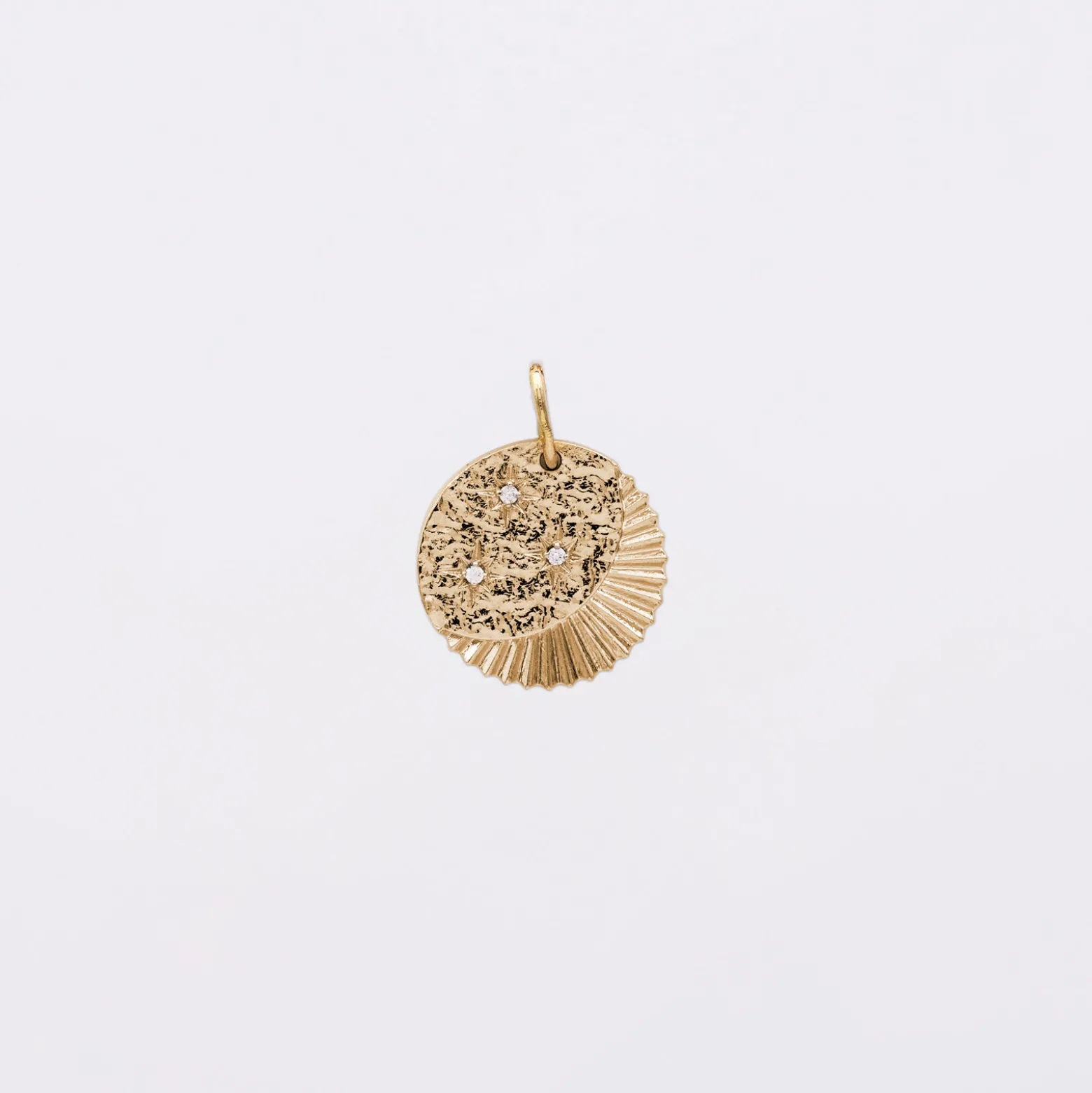 Breloque Lune trio zircons plaqué or 14 mm