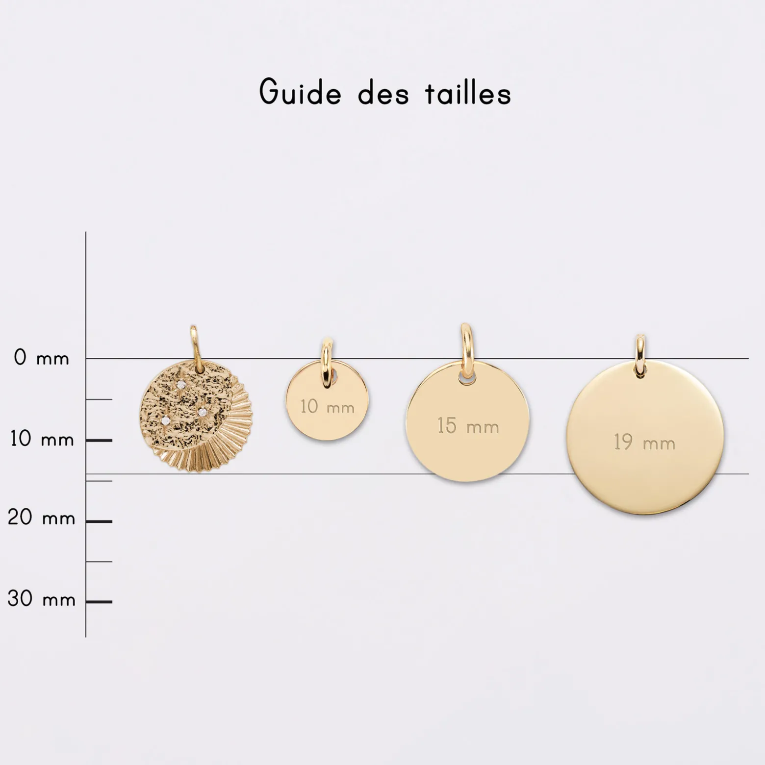 Breloque Lune trio zircons plaqué or 14 mm