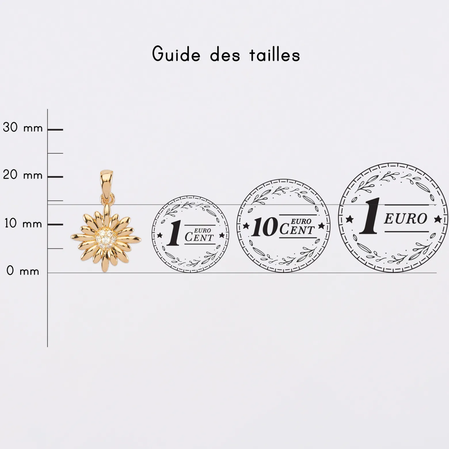 Breloque marguerite scintillante plaqué or 13 mm