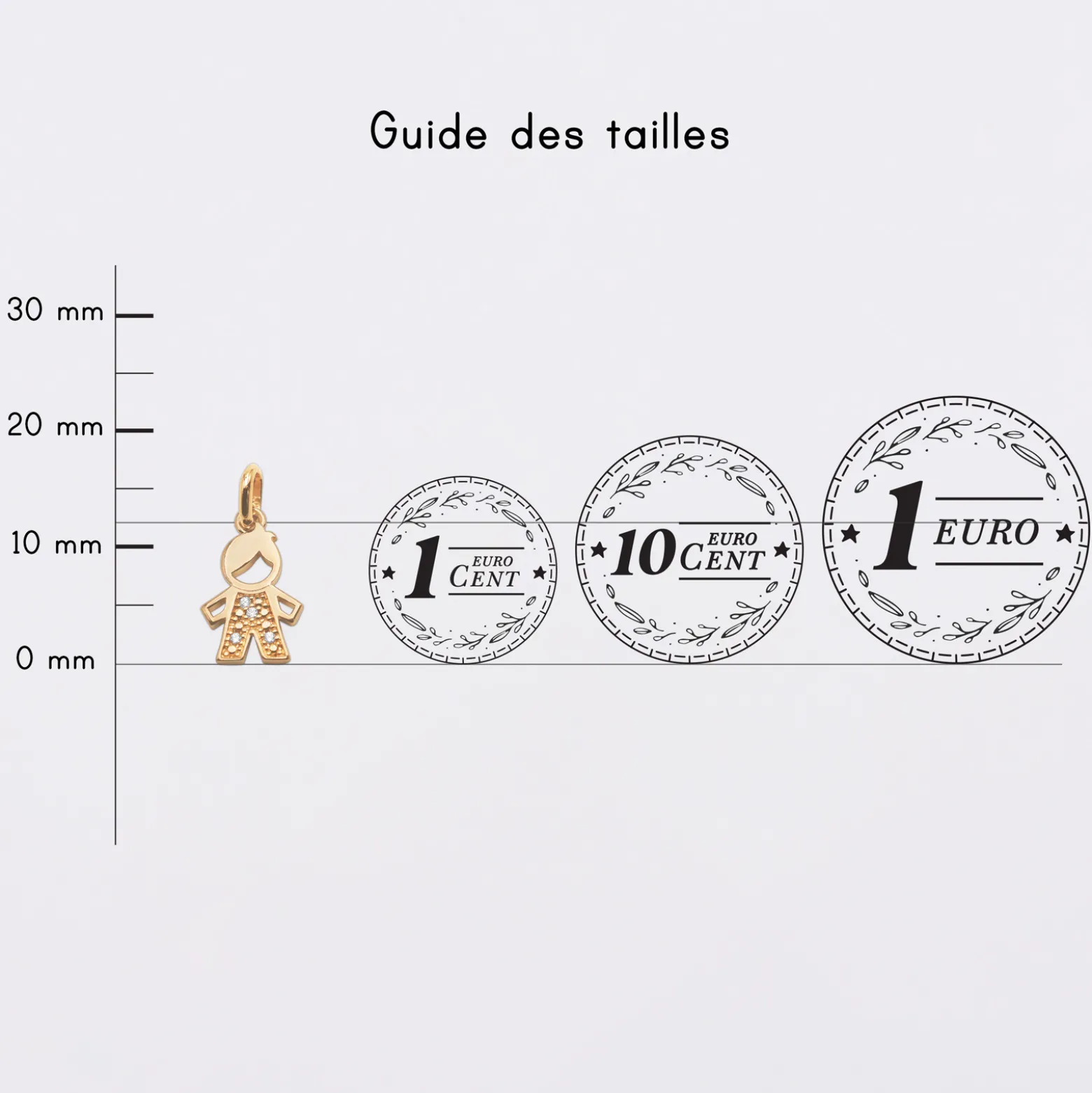 Breloque petit garçon scintillant plaqué or 12 mm