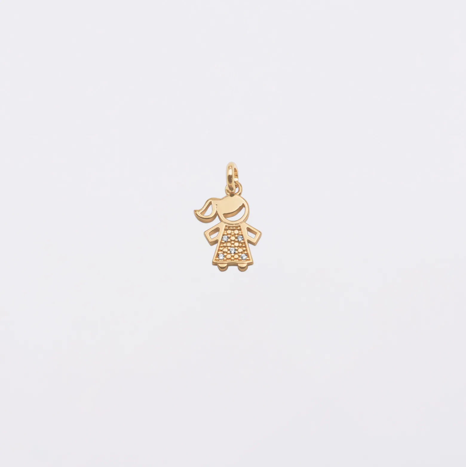 Breloque petite fille scintillante plaqué or 12 mm