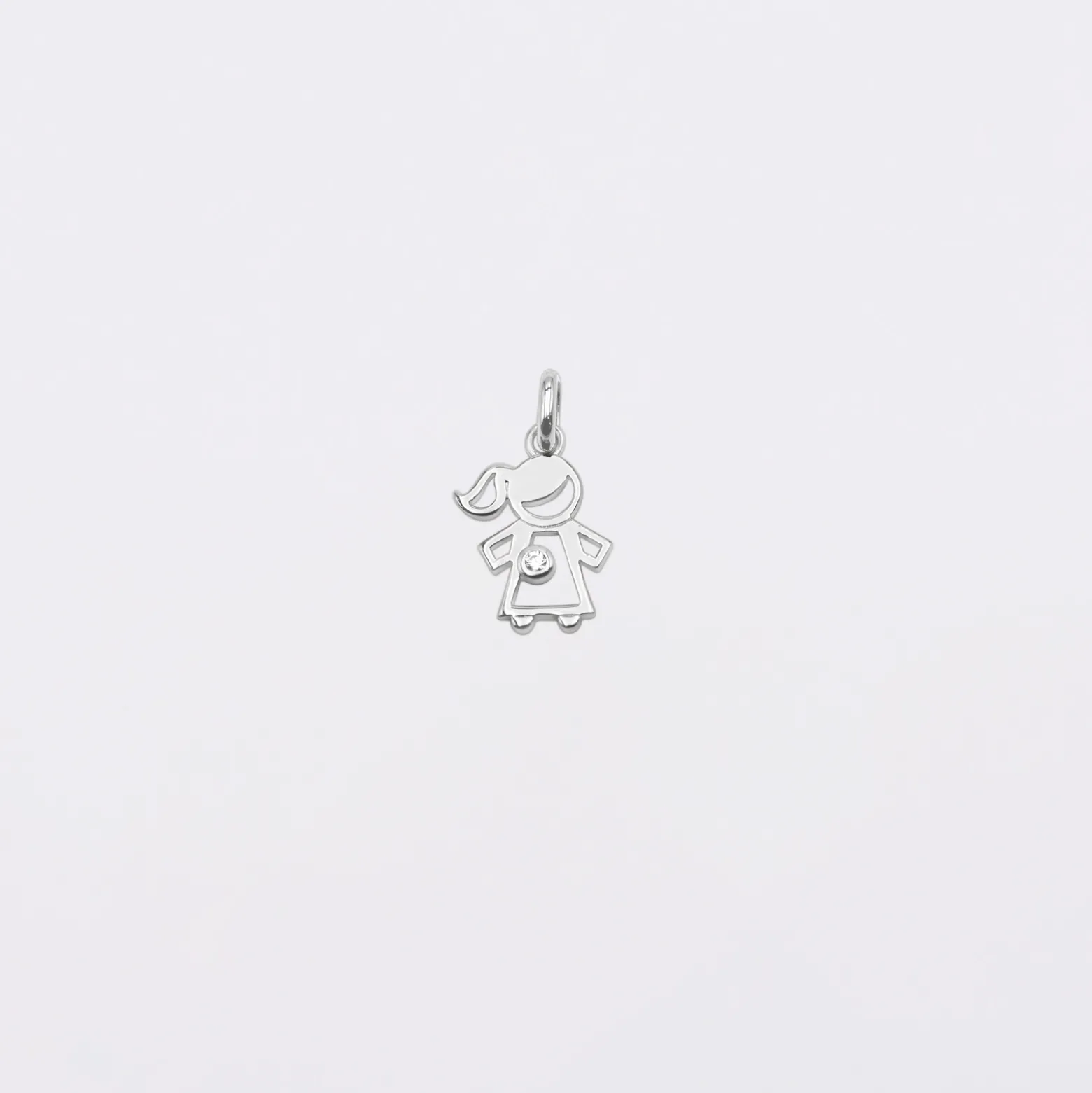 Breloque petite fille zircon argent 12 mm