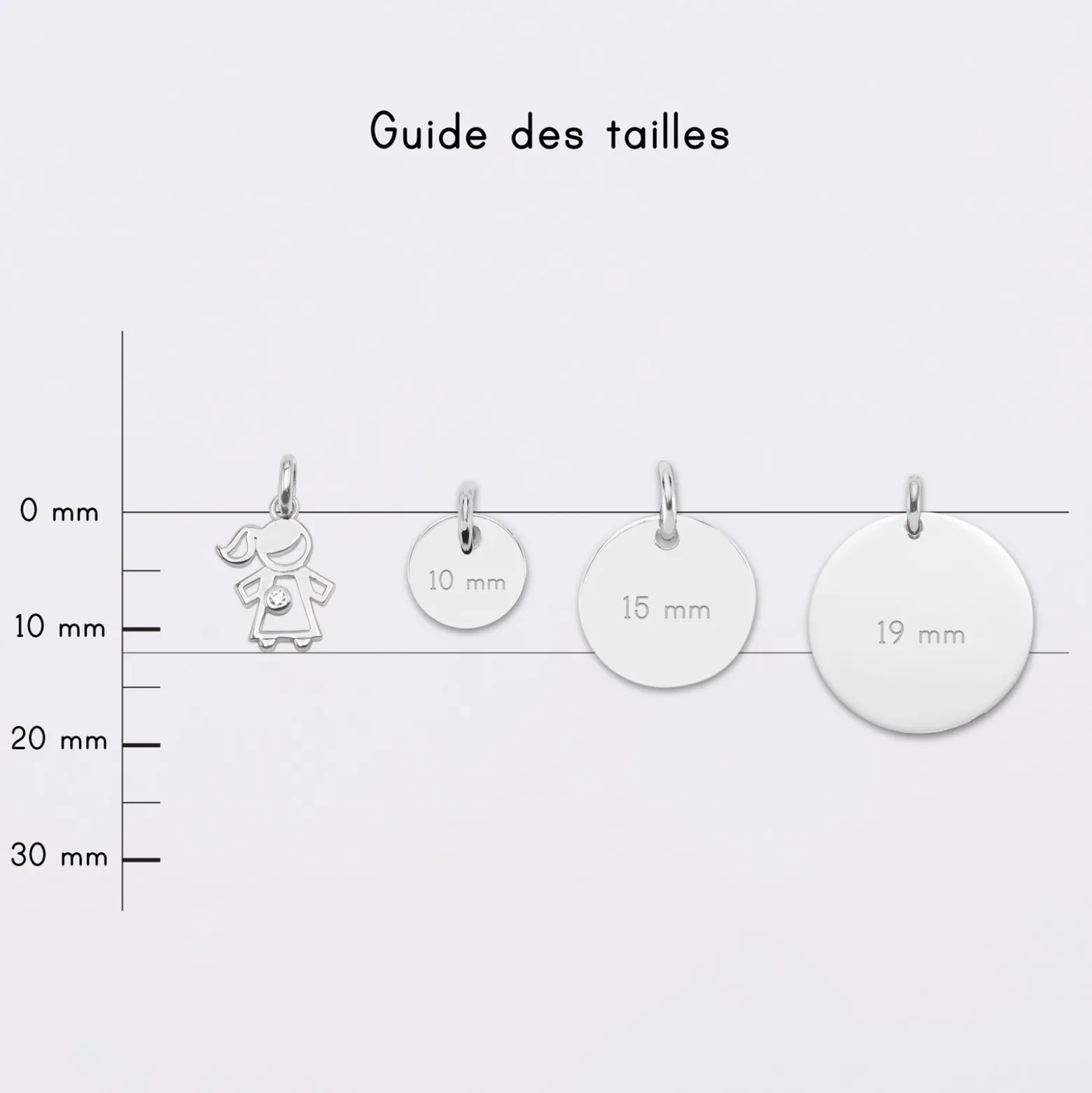 Breloque petite fille zircon argent 12 mm