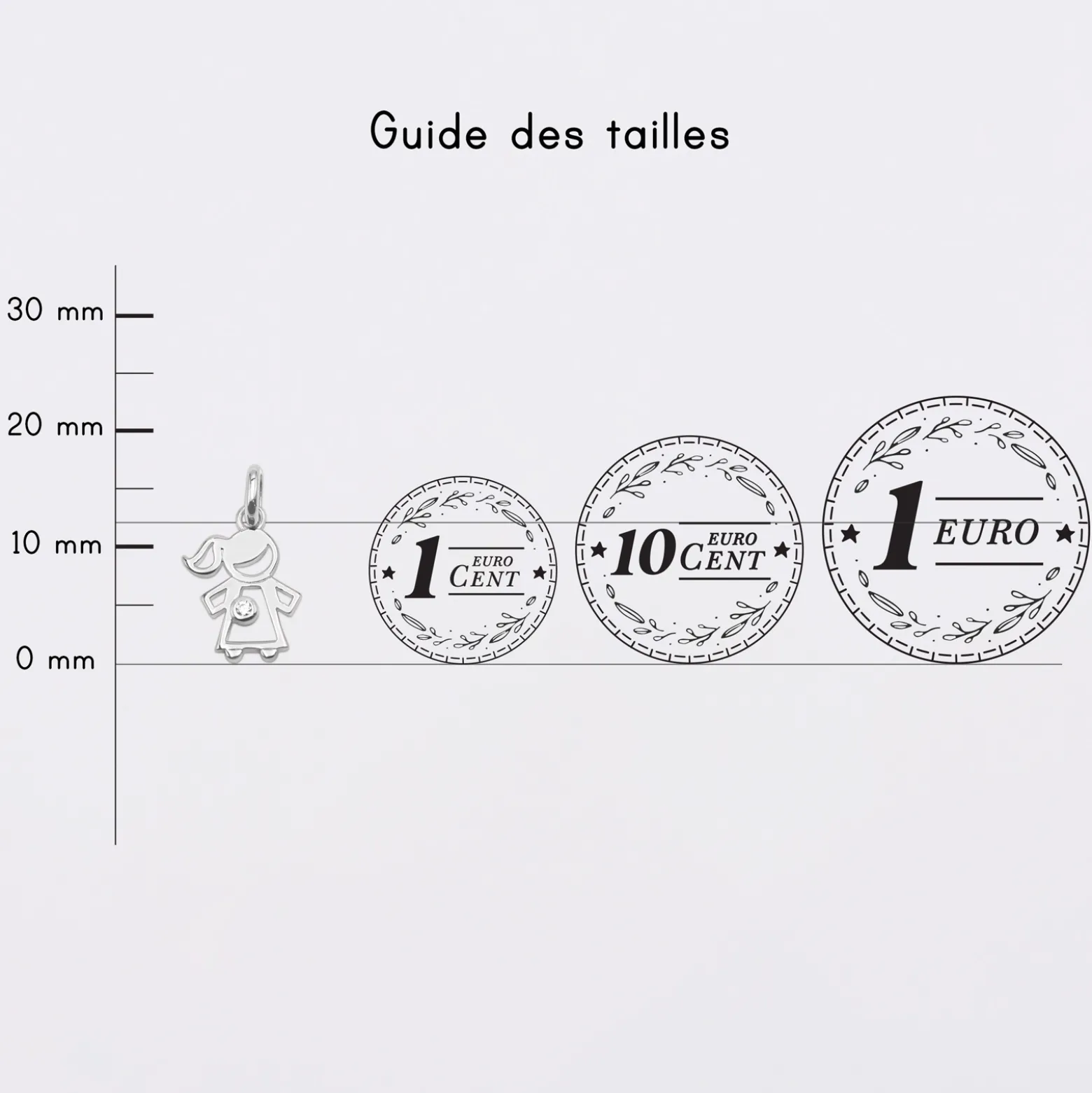Breloque petite fille zircon argent 12 mm