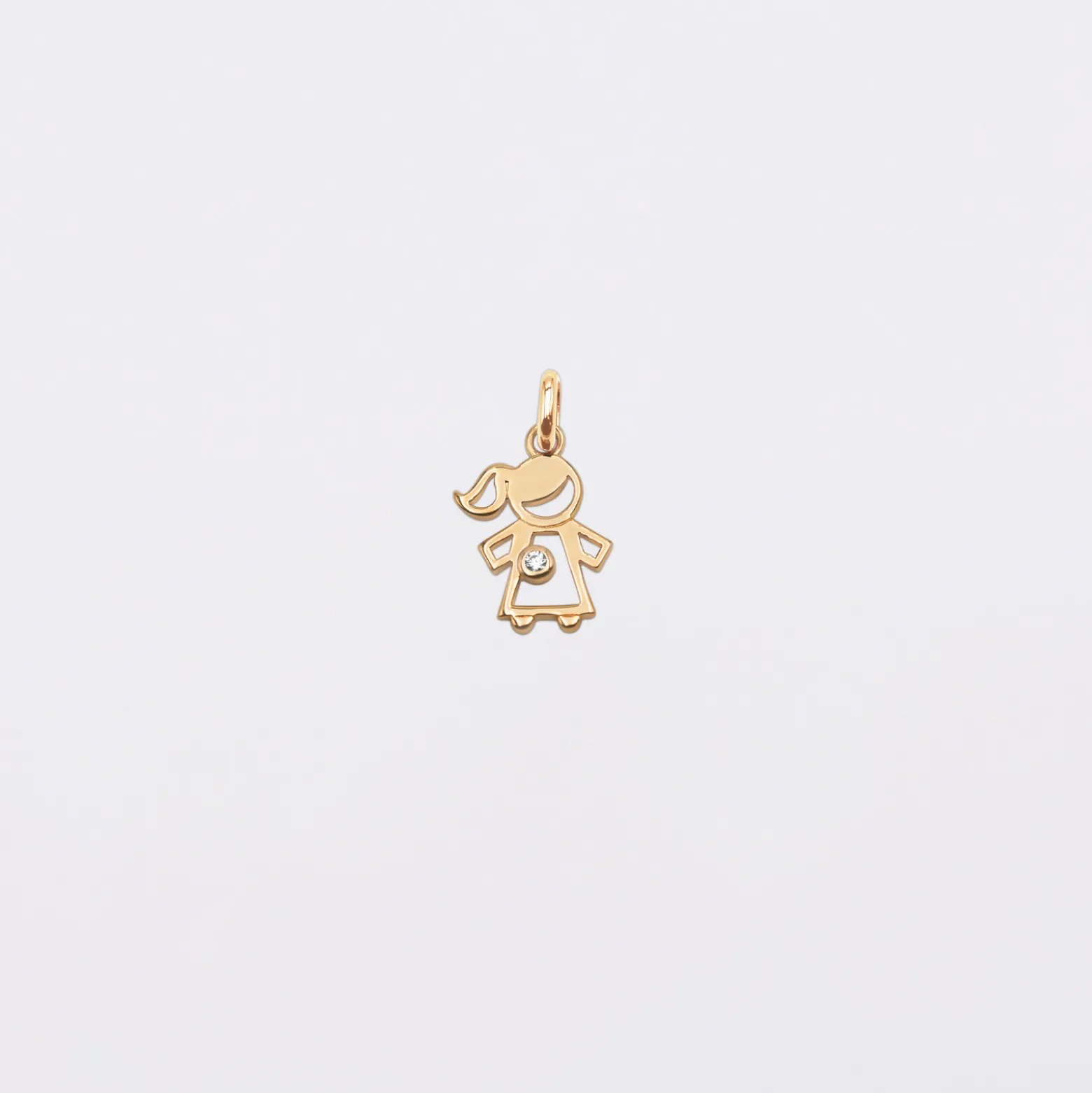Breloque petite fille zircon plaqué or 12 mm