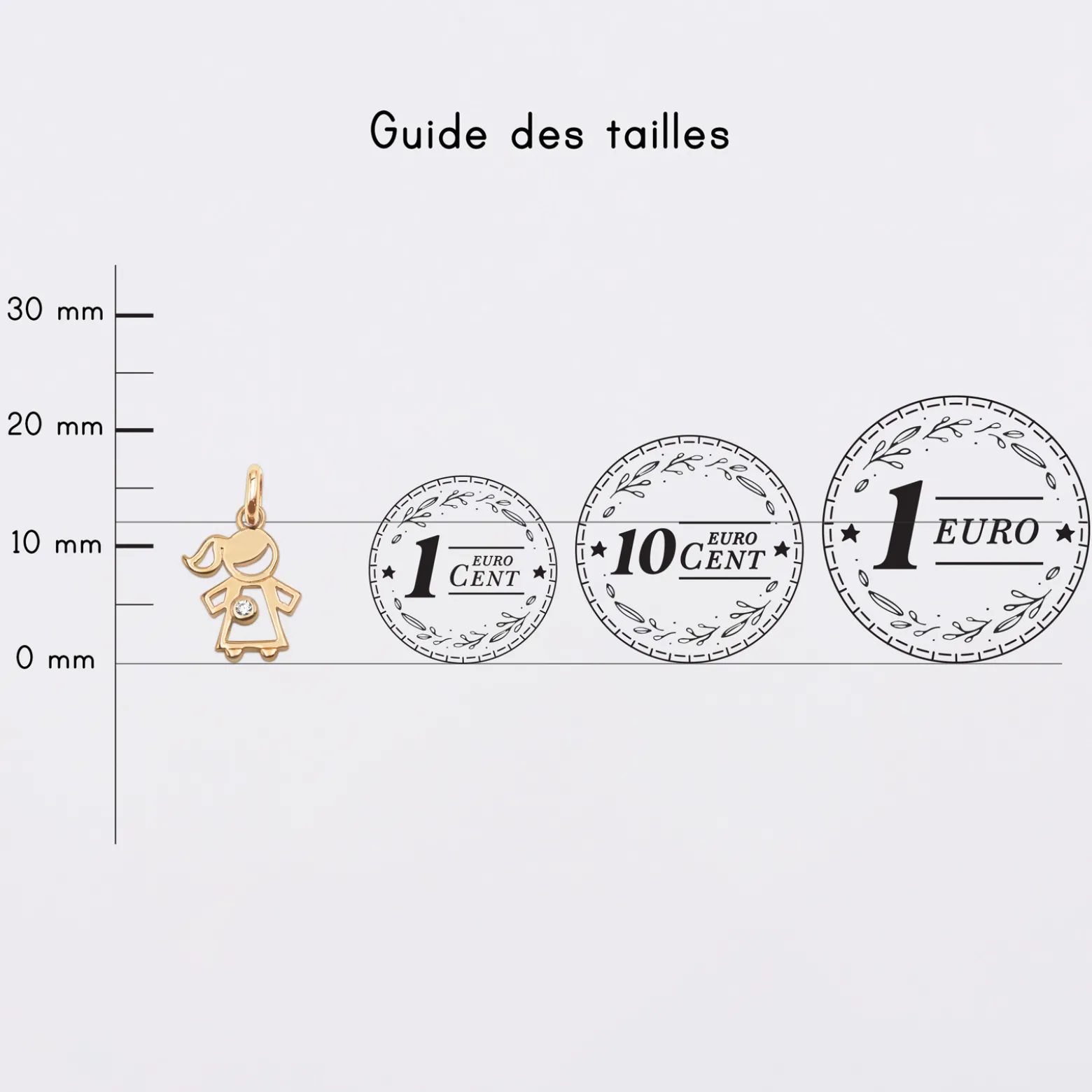 Breloque petite fille zircon plaqué or 12 mm