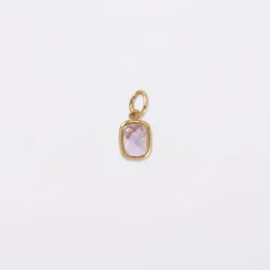 Breloque rectangle zircon plaqué or 9 mm