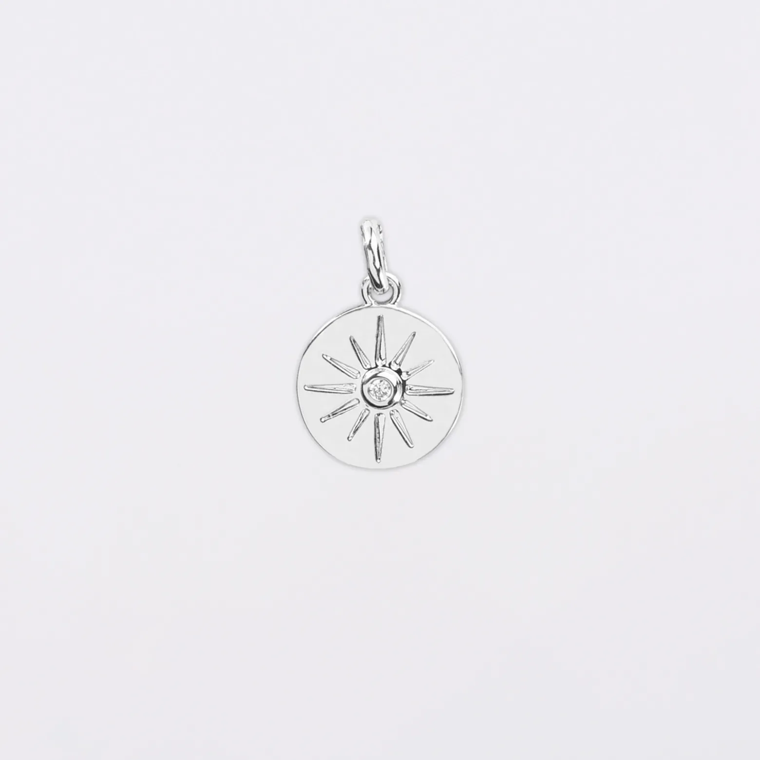 Breloque soleil scintillant argent 14 mm