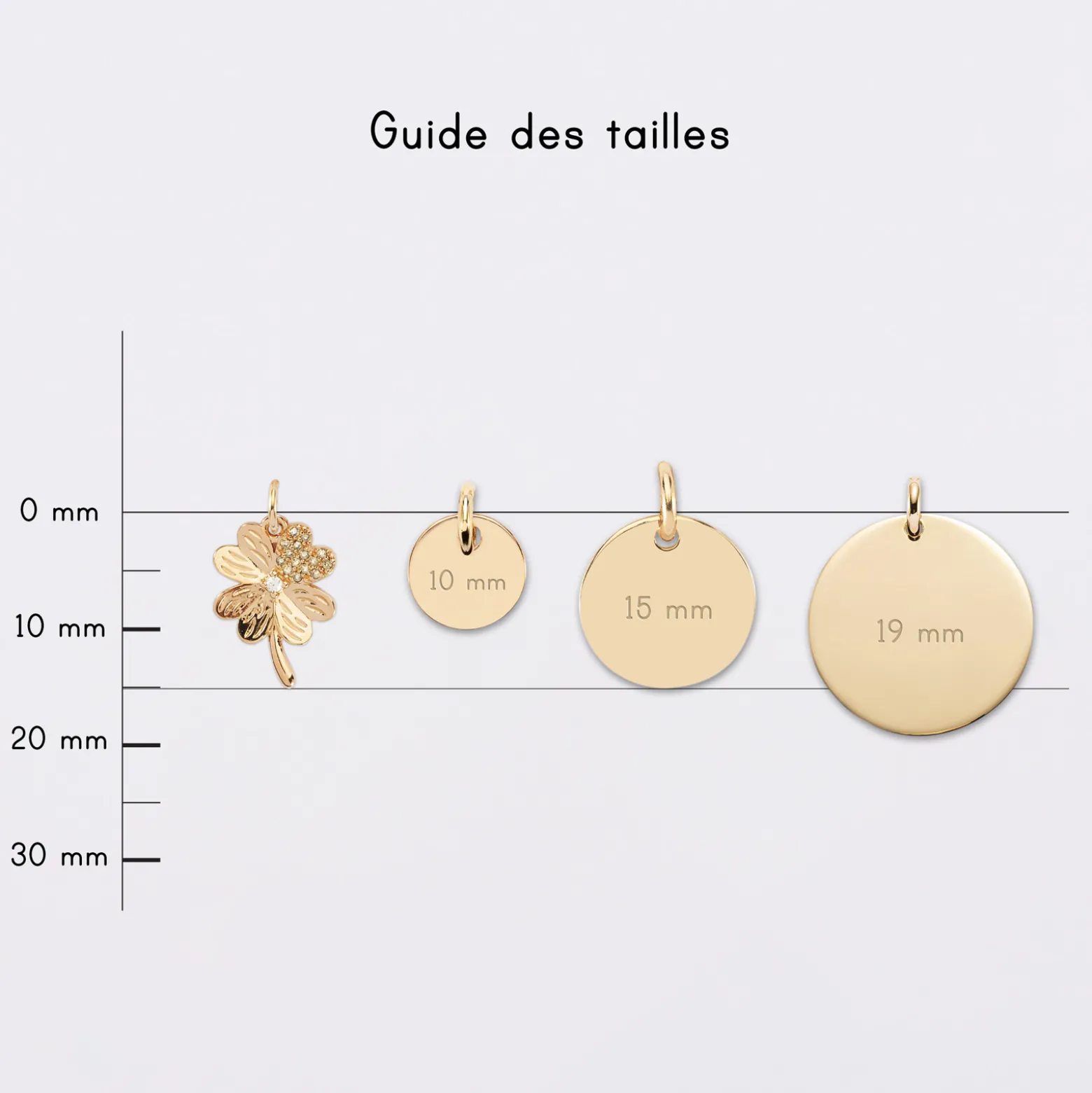 Breloque trèfle scintillant plaqué or 15 mm