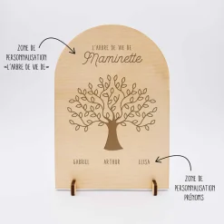 Cadre Arbre de vie personnalisé bois gravé 10x15 cm