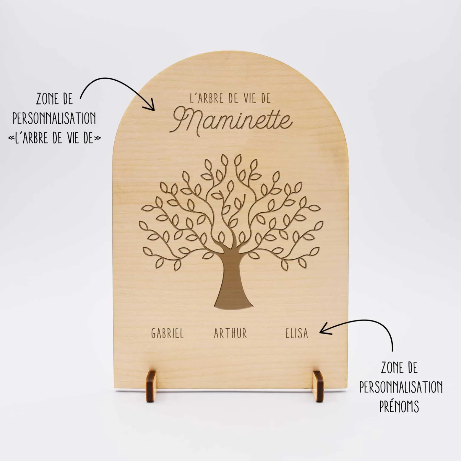 Cadre Arbre de vie personnalisé bois gravé 10x15 cm