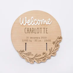Cadre bracelet de naissance personnalisé bois gravé avec