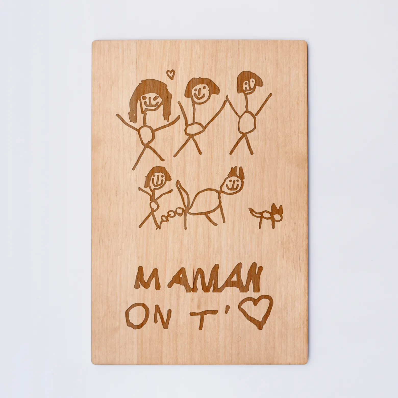 Cadre calendrier personnalisé bois gravé 15x10 cm avec support