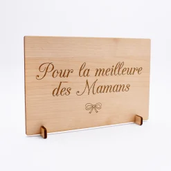 Cadre carte postale maman personnalisé bois gravé 15x10 cm avec support - édition spéciale 
