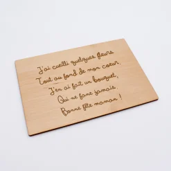 Cadre carte postale maman personnalisé bois gravé 15x10 cm avec support - édition spéciale 