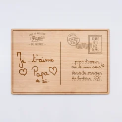 Cadre carte postale papa personnalisé bois gravé 15x10 cm avec support - édition spéciale 