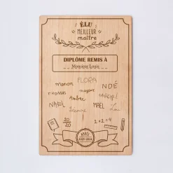Cadre diplôme maître personnalisé bois gravé 15x10 cm avec support - édition spéciale 