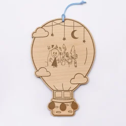 Cadre forme montgolfière personnalisé bois gravé 15x10 cm