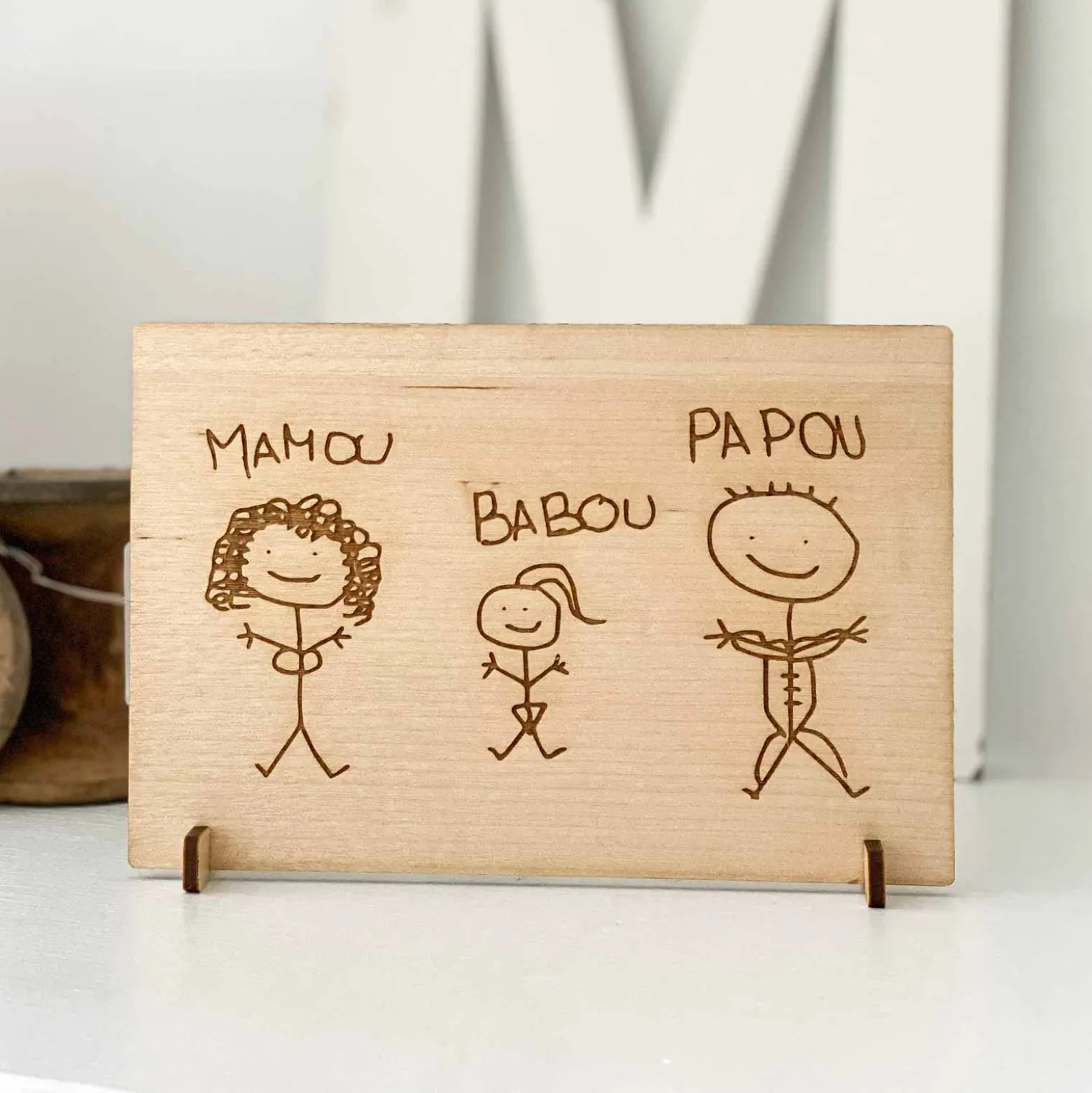 Cadre personnalisé bois gravé 15x10 cm avec support