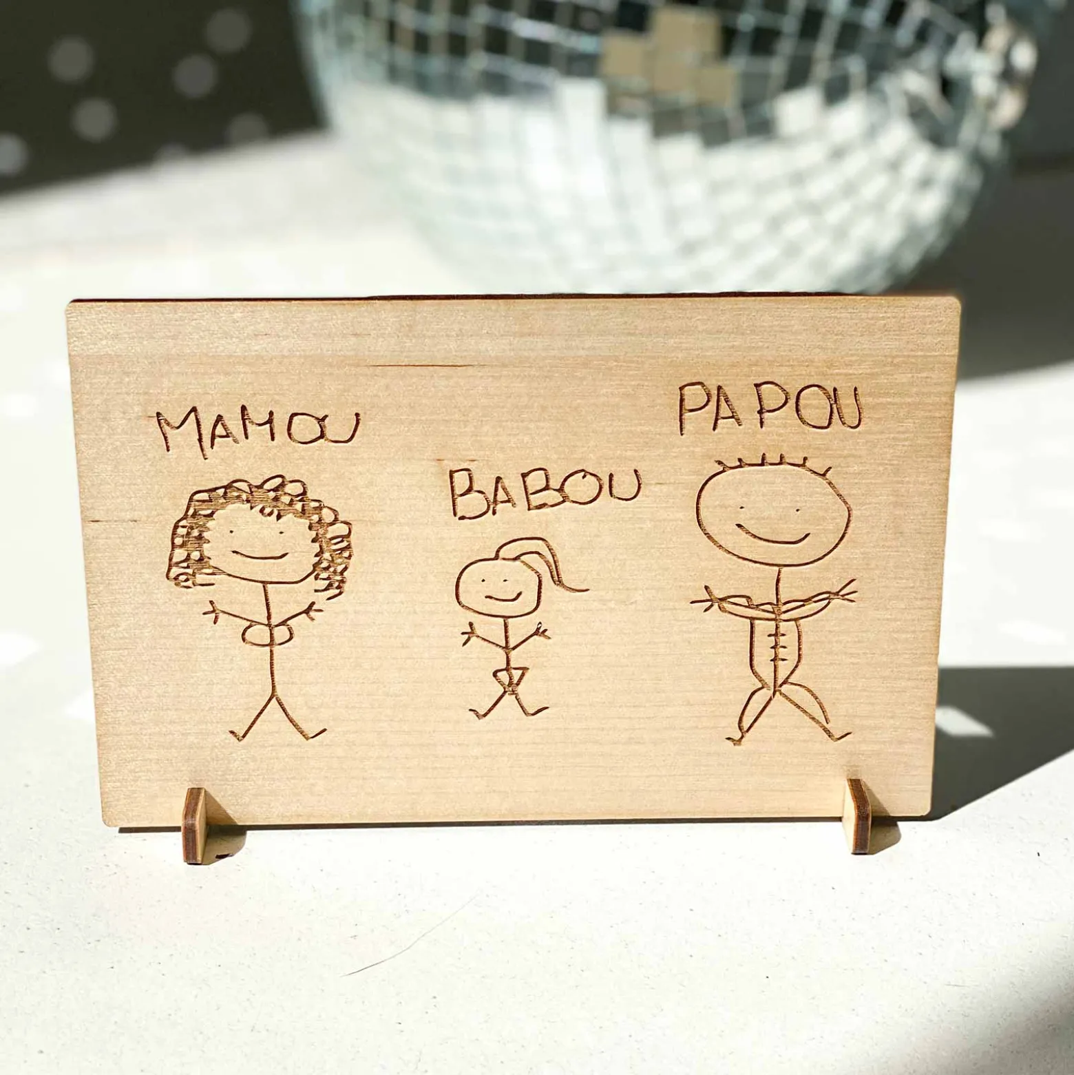 Cadre personnalisé bois gravé 15x10 cm avec support