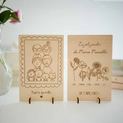 Cadre personnalisé bois gravé 15x10 cm avec support - édition spéciale 