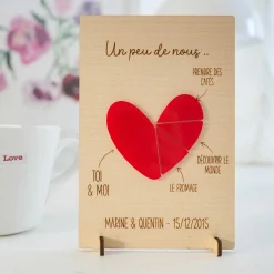 Cadre personnalisé bois gravé 15x10 cm avec support - édition spéciale 