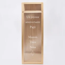 Caisse de champagne bois couvercle gravé