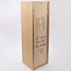 Caisse de champagne bois couvercle gravé