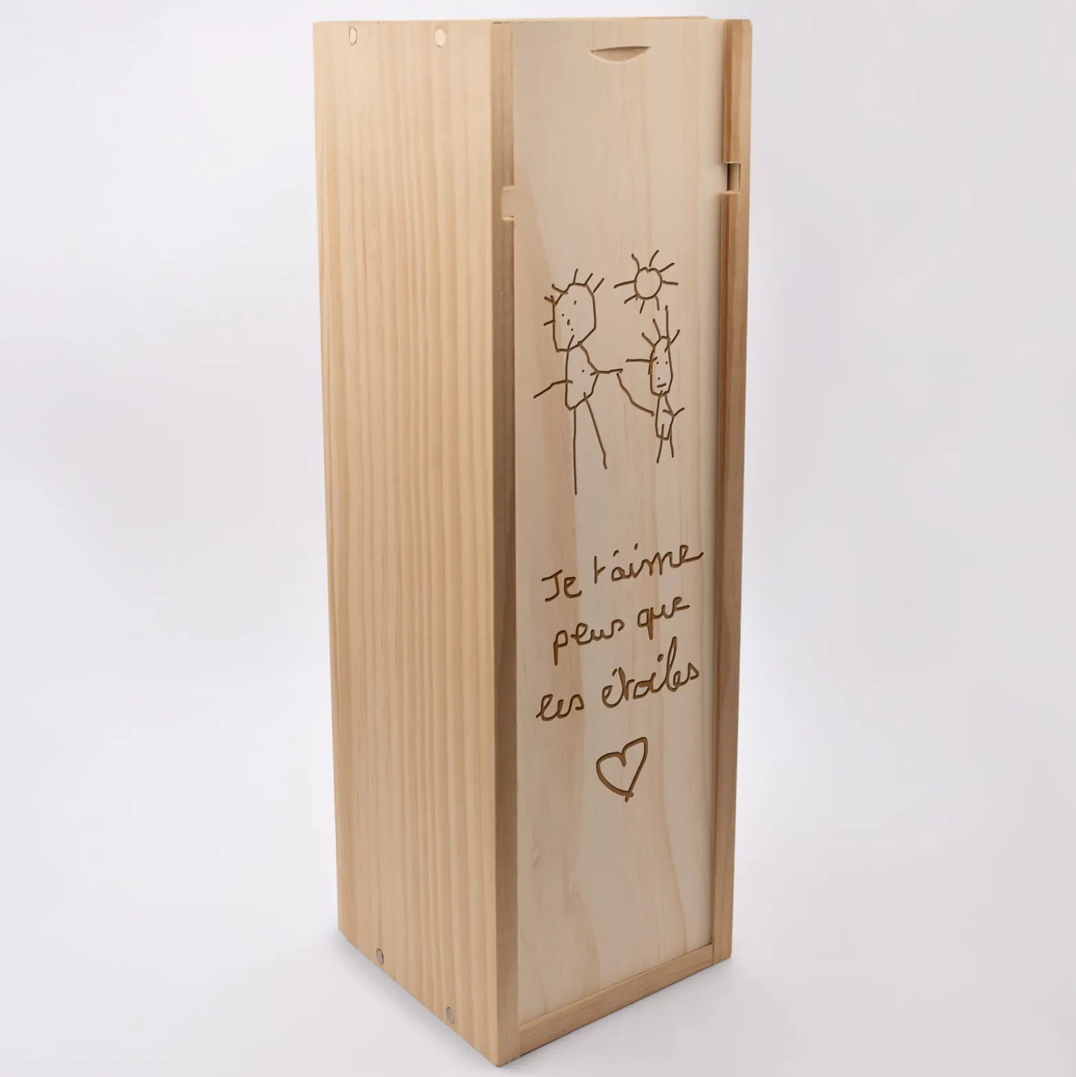 Caisse de champagne bois couvercle gravé