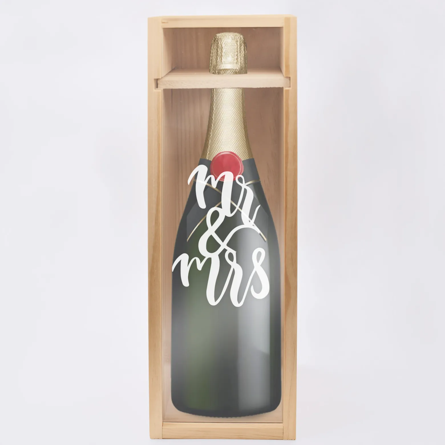 Caisse de champagne bois couvercle gravé