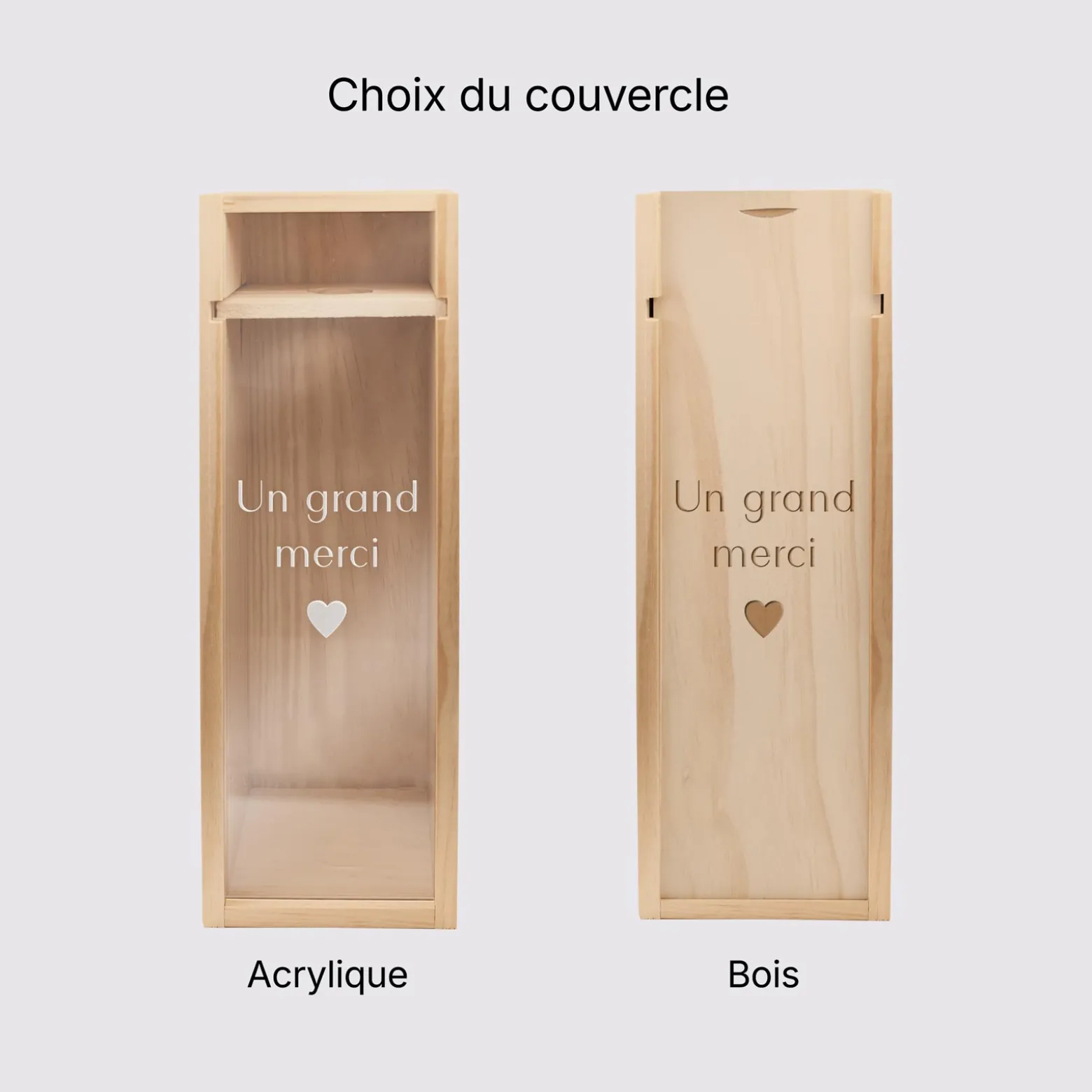 Caisse de champagne bois couvercle gravé