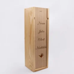 Caisse de vin bois couvercle gravé